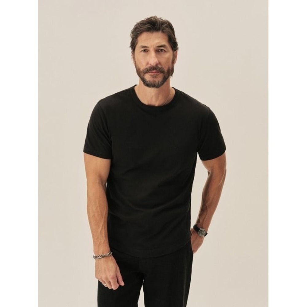 Buck Mason Black Venice Wash Pima Cotton Curved Hem Tee T Shirt Mens Large New